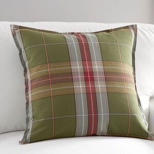 Pottery Barn Plaid Accent Pillow Sham - Green and Red